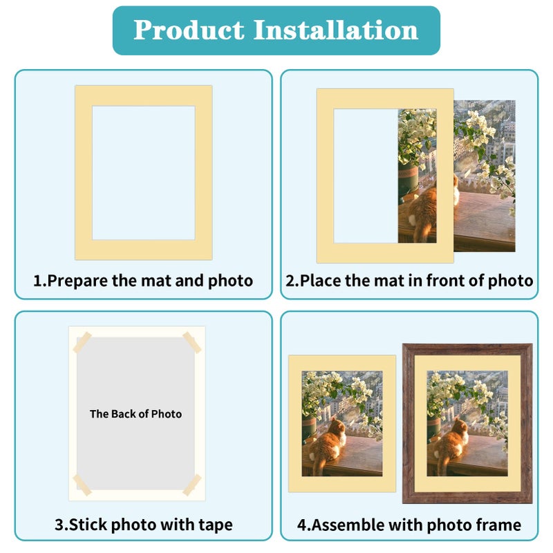 ZBEIVAN 12 Packs Mixed Colors 11x14 Picture Frame Mats for 8.5x11 Photos, Artworks and Prints, White Core Bevel Cut Frame Mattes - Image 4
